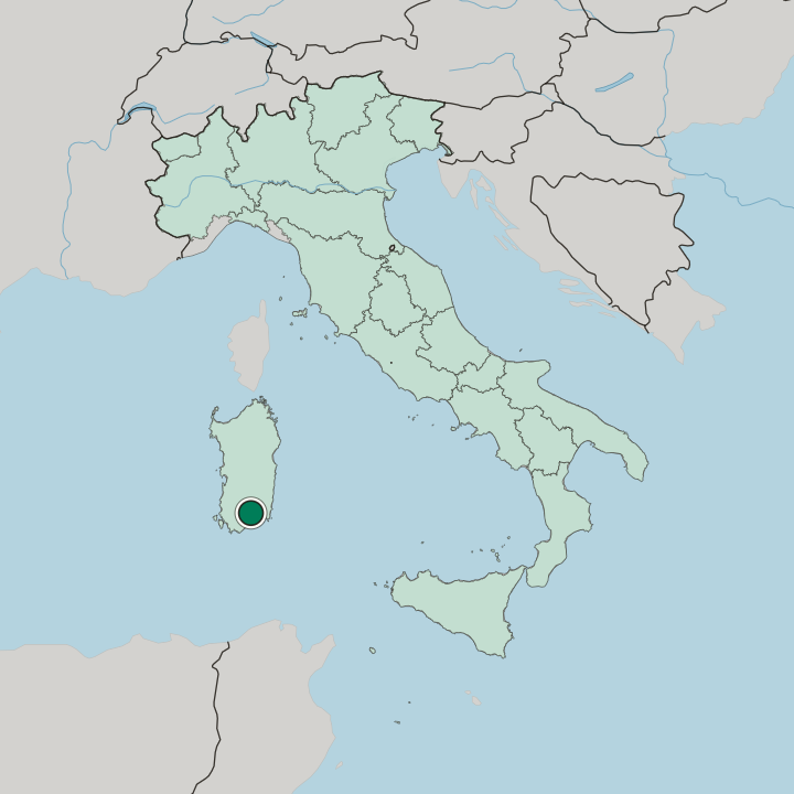 Map showing Cagliari — In Italy