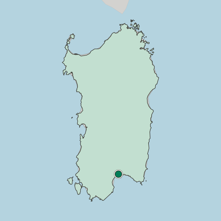 Map showing Cagliari — In Sardegna