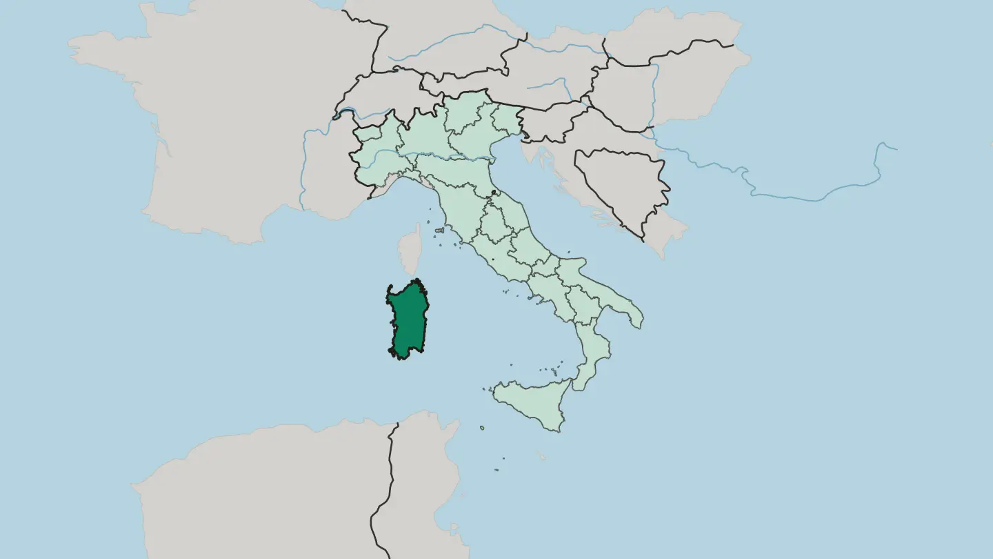 Map of Sardegna in Italy