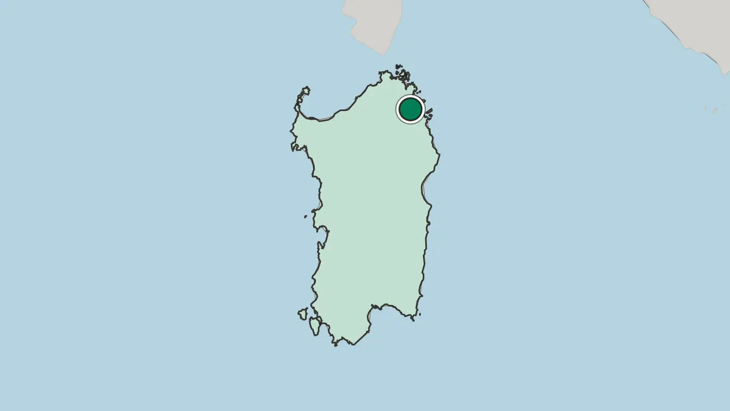 Map of Olbia in Italy