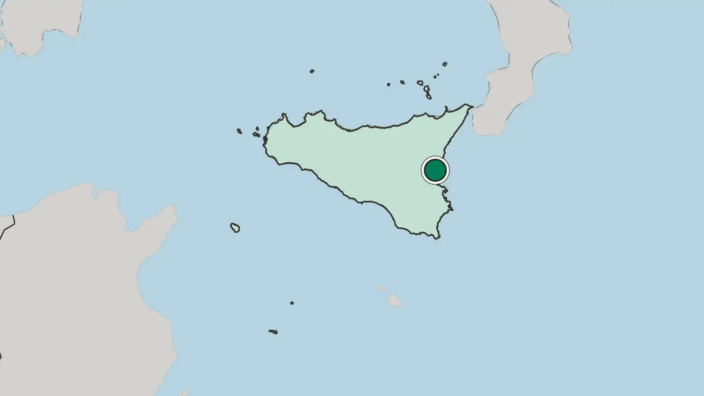 Map of Catania in Italy