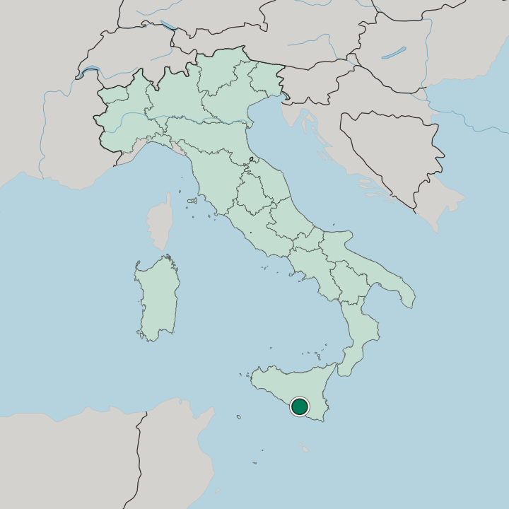 Map showing Gela — In Italy