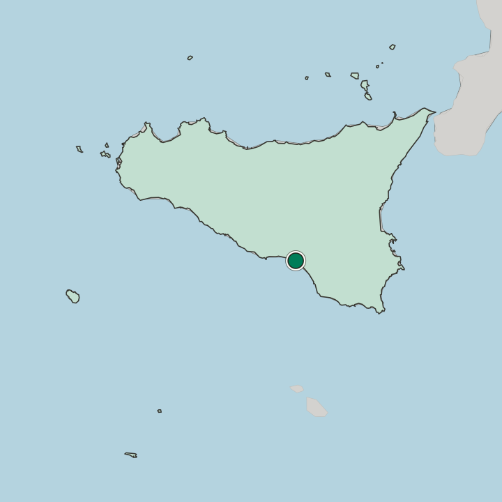 Map showing Gela — In Sicilia