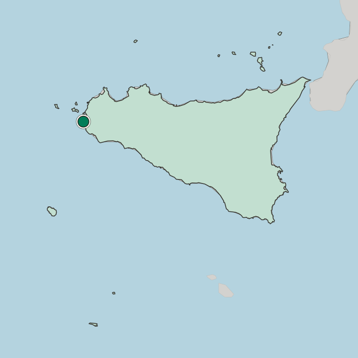 Map showing Marsala — In Sicilia