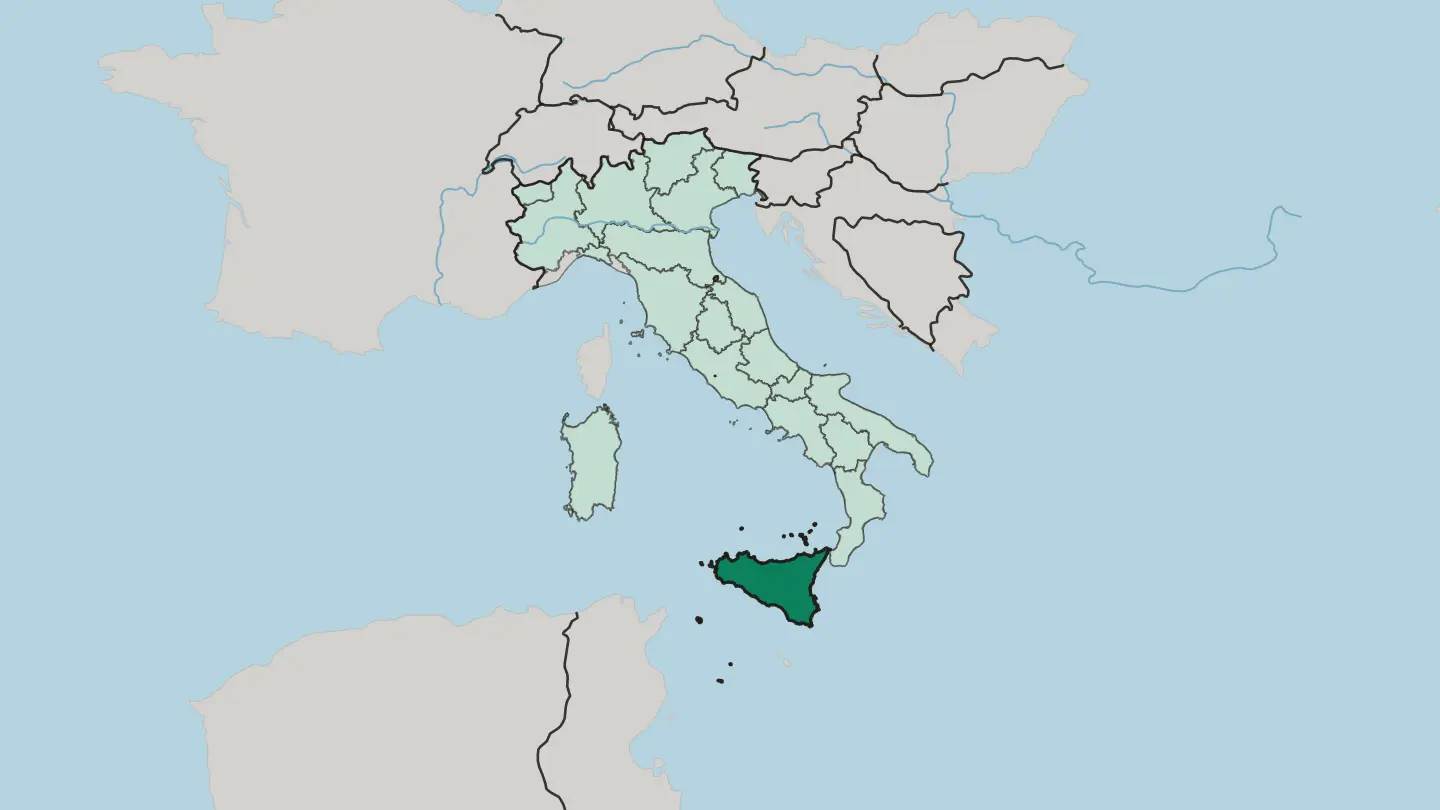 Map of Sicilia in Italy
