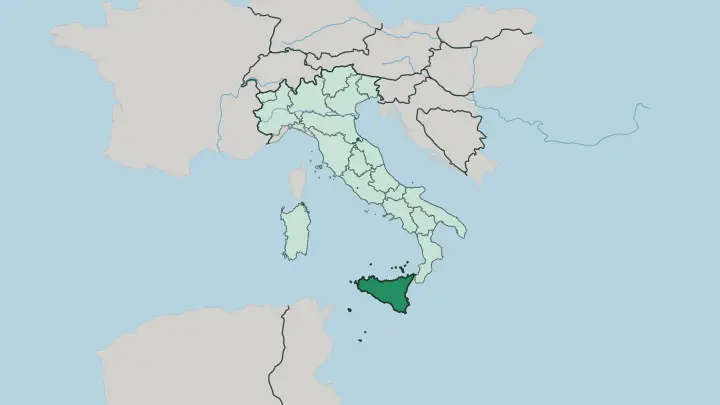 Map of Sicilia in Italy