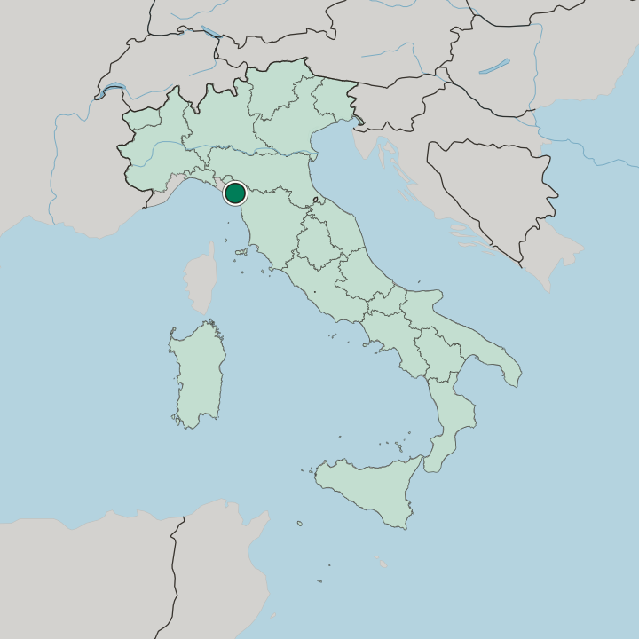 Map showing Carrara — In Italy