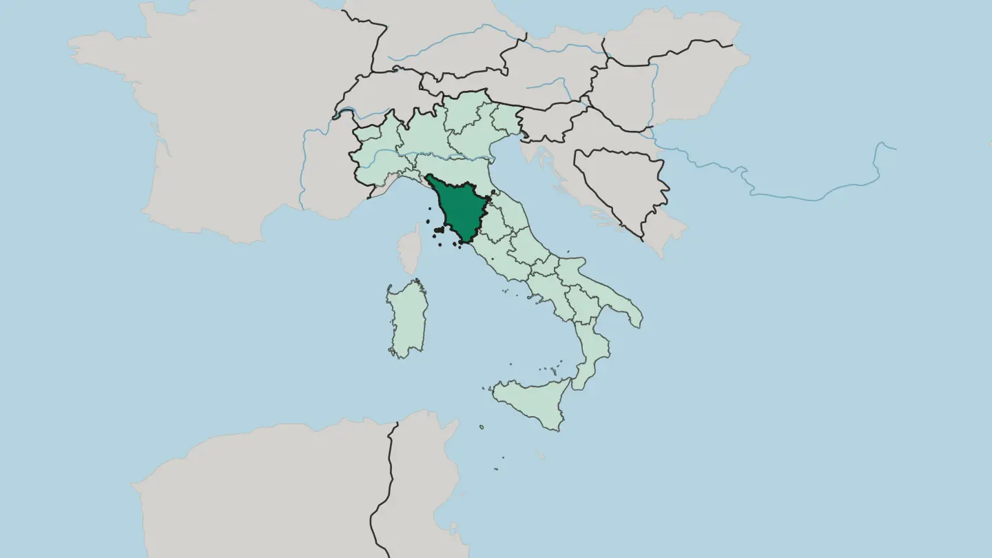 Map of Toscana in Italy