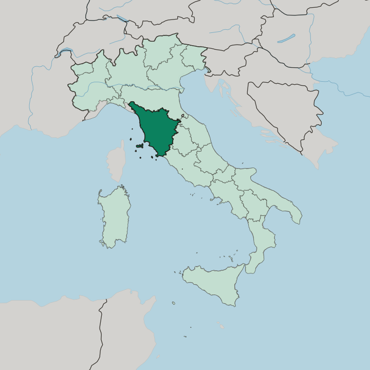 Map showing Toscana — In Italy