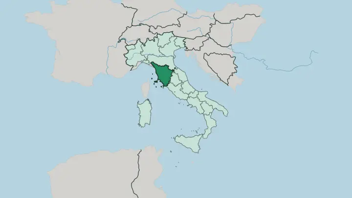Map of Toscana in Italy
