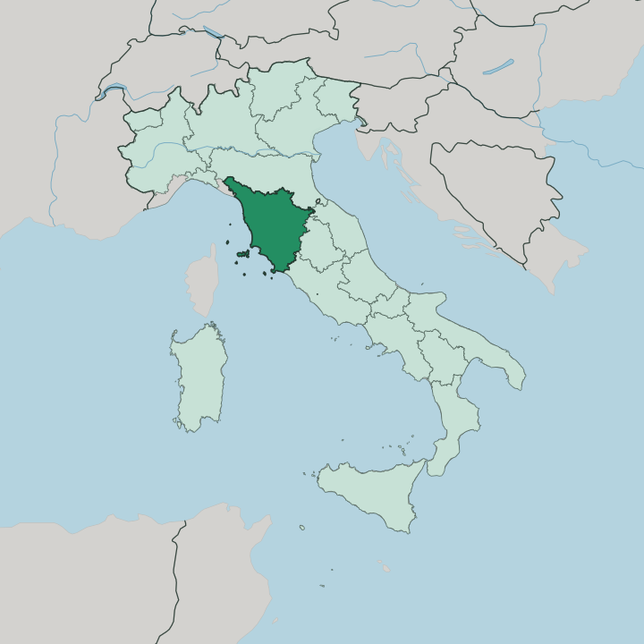 Map showing Toscana — In Italy
