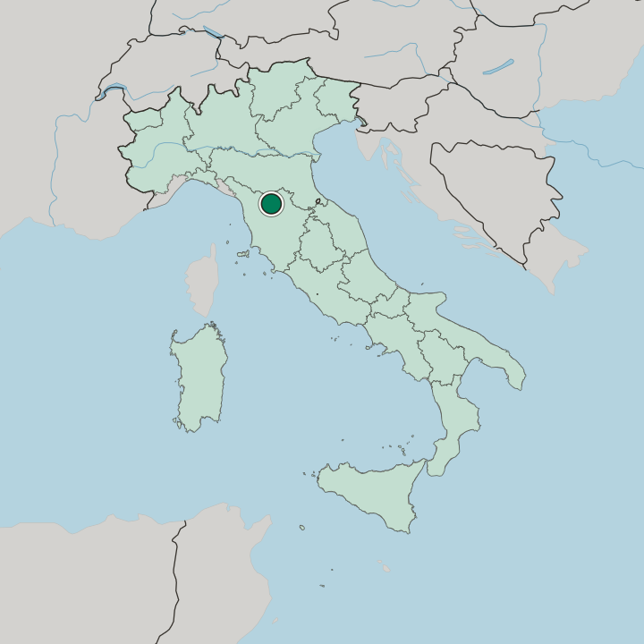 Map showing Prato — In Italy