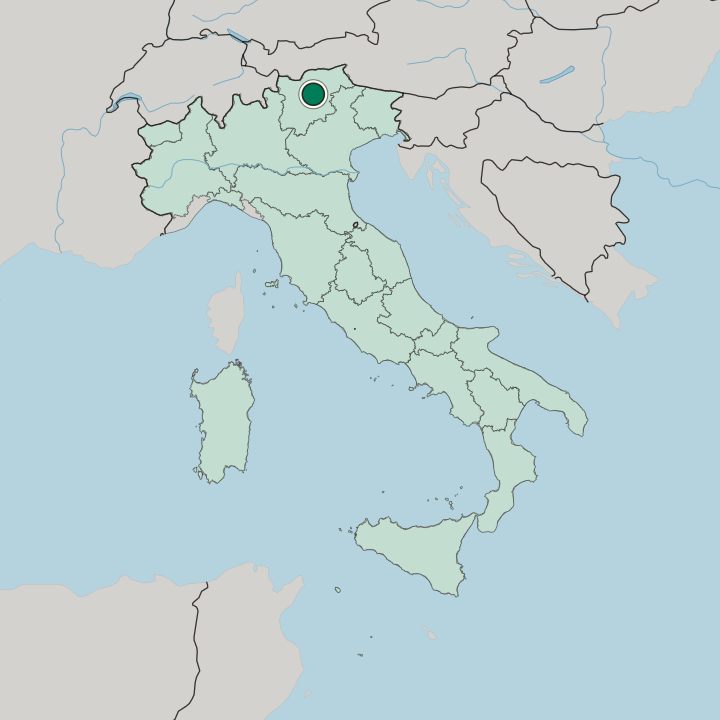 Map showing Bolzano — In Italy