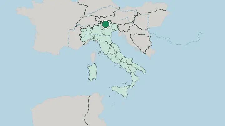 Map of Bolzano in Italy