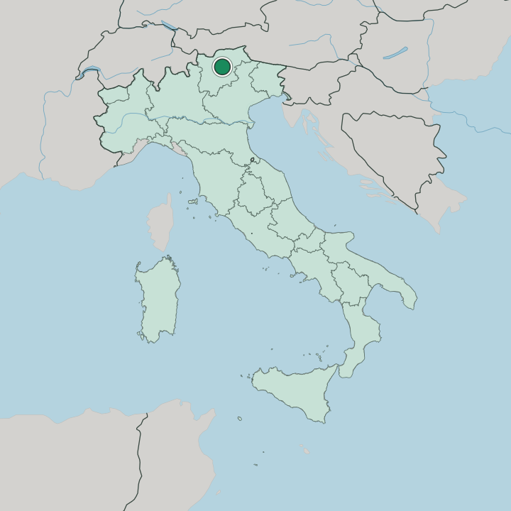 Map showing Bolzano — In Italy