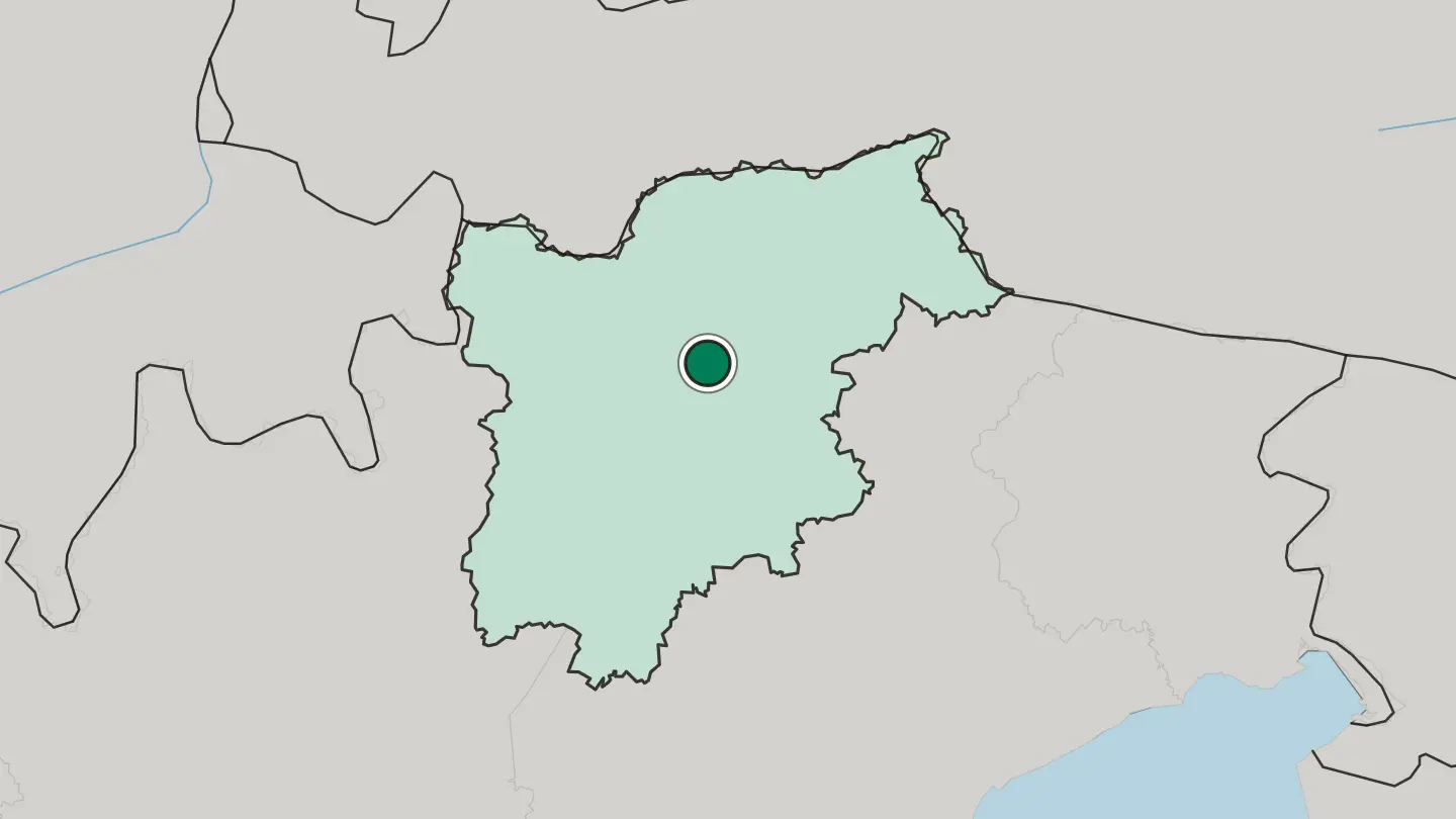 Map of Bolzano in Italy