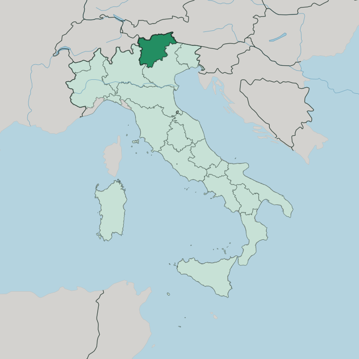 Map showing Trentino-Alto Adige — In Italy