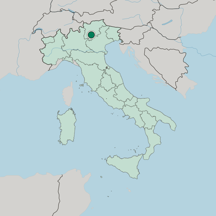 Map showing Trento — In Italy