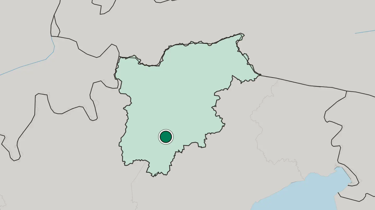 Map of Trento in Italy
