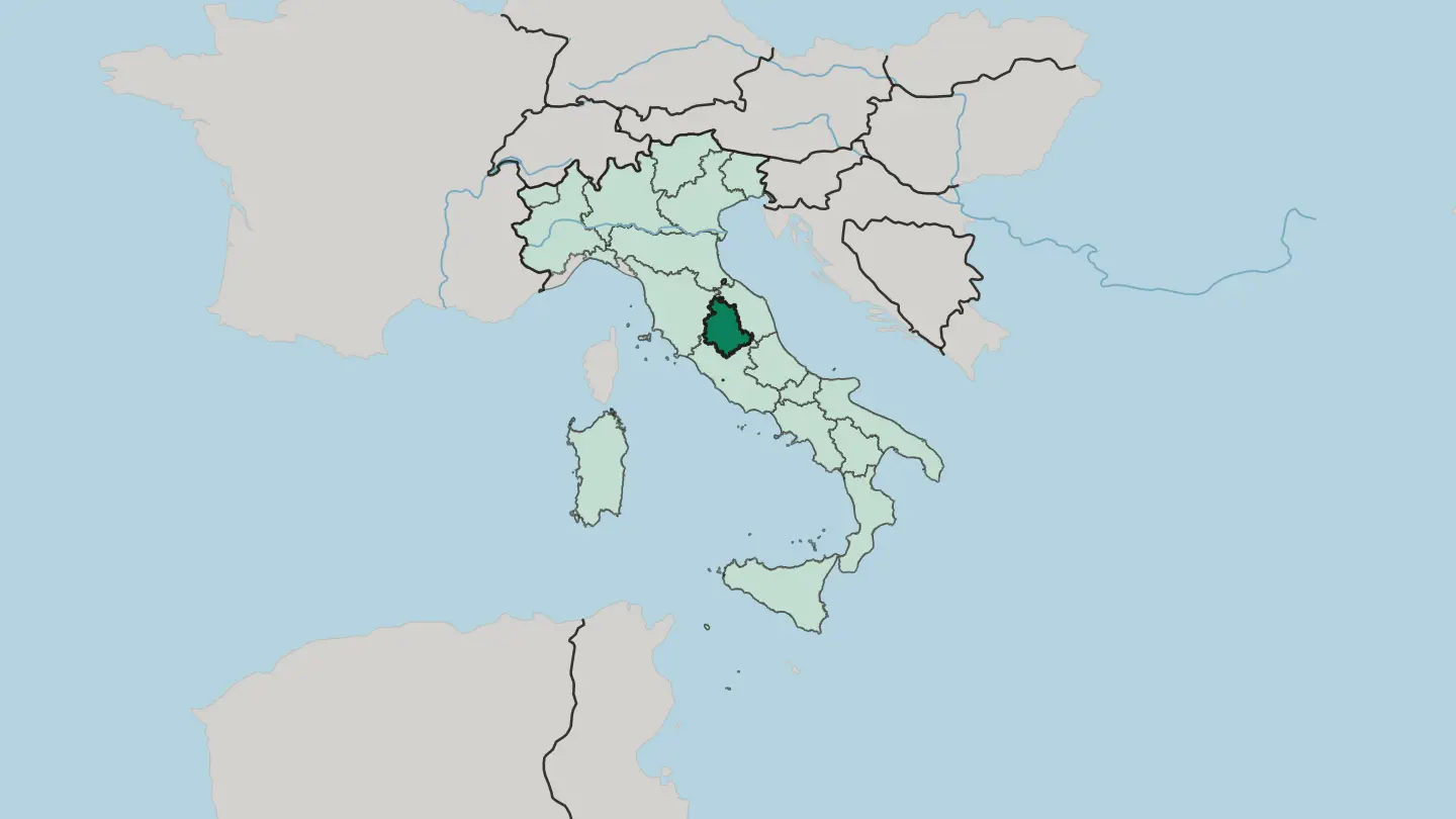 Map of Umbria in Italy