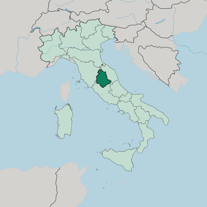 Map showing Umbria — In Italy
