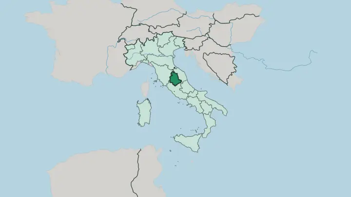 Map of Umbria in Italy