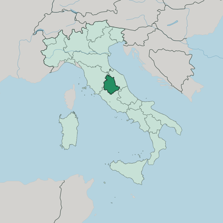 Map showing Umbria — In Italy
