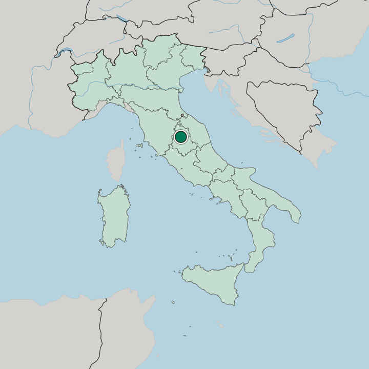 Map showing Perugia — In Italy