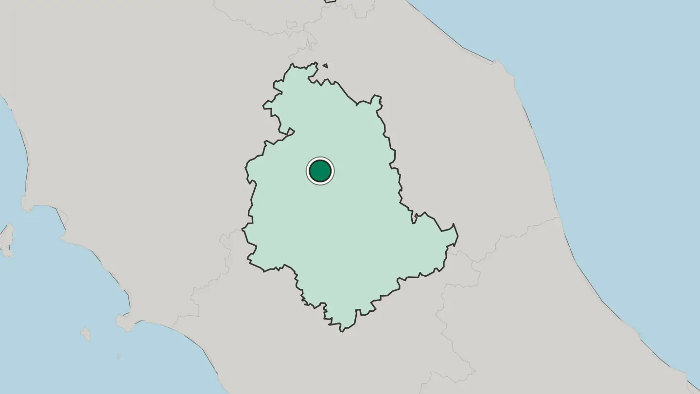 Map of Perugia in Italy