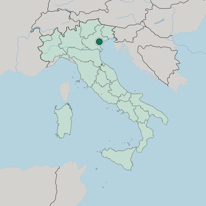 Map showing Mestre — In Italy