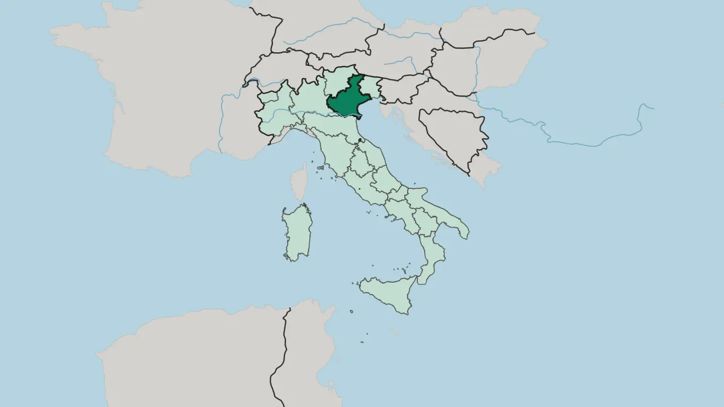 Map of Veneto in Italy