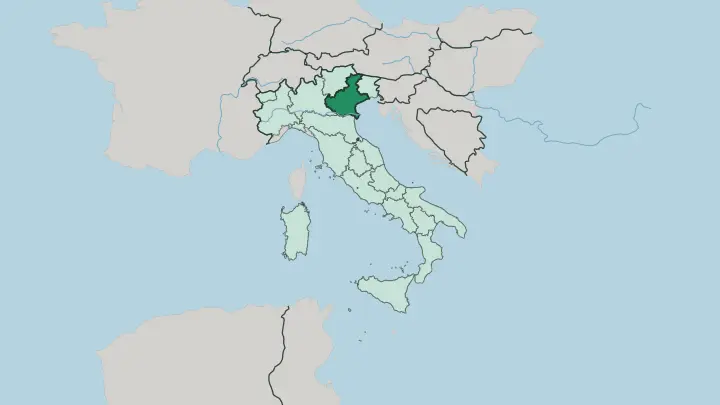 Map of Veneto in Italy