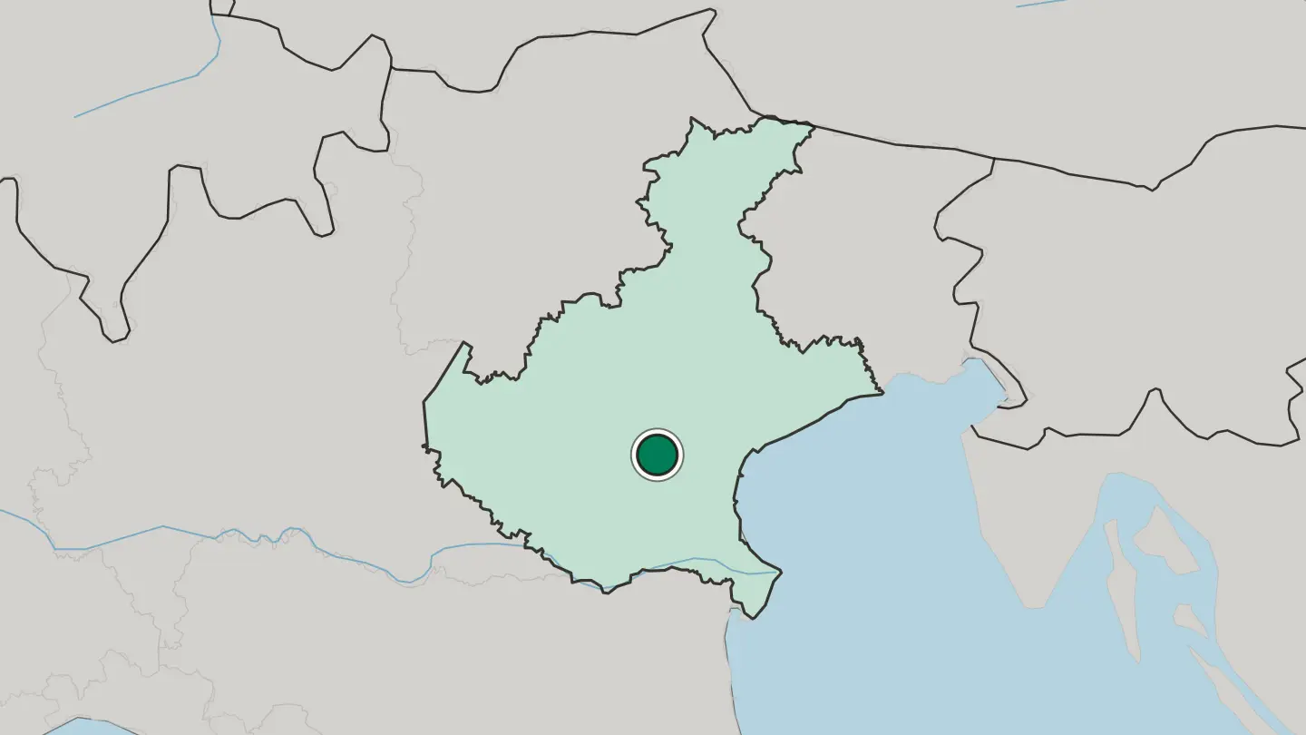 Map of Padua in Italy