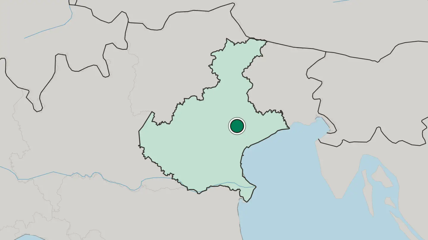 Map of Treviso in Italy