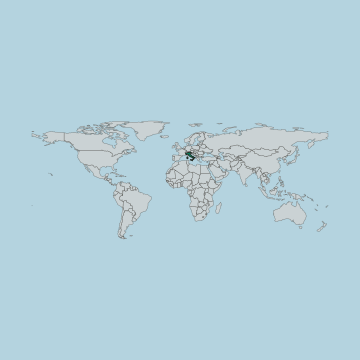 Map showing Italy — Worldwide