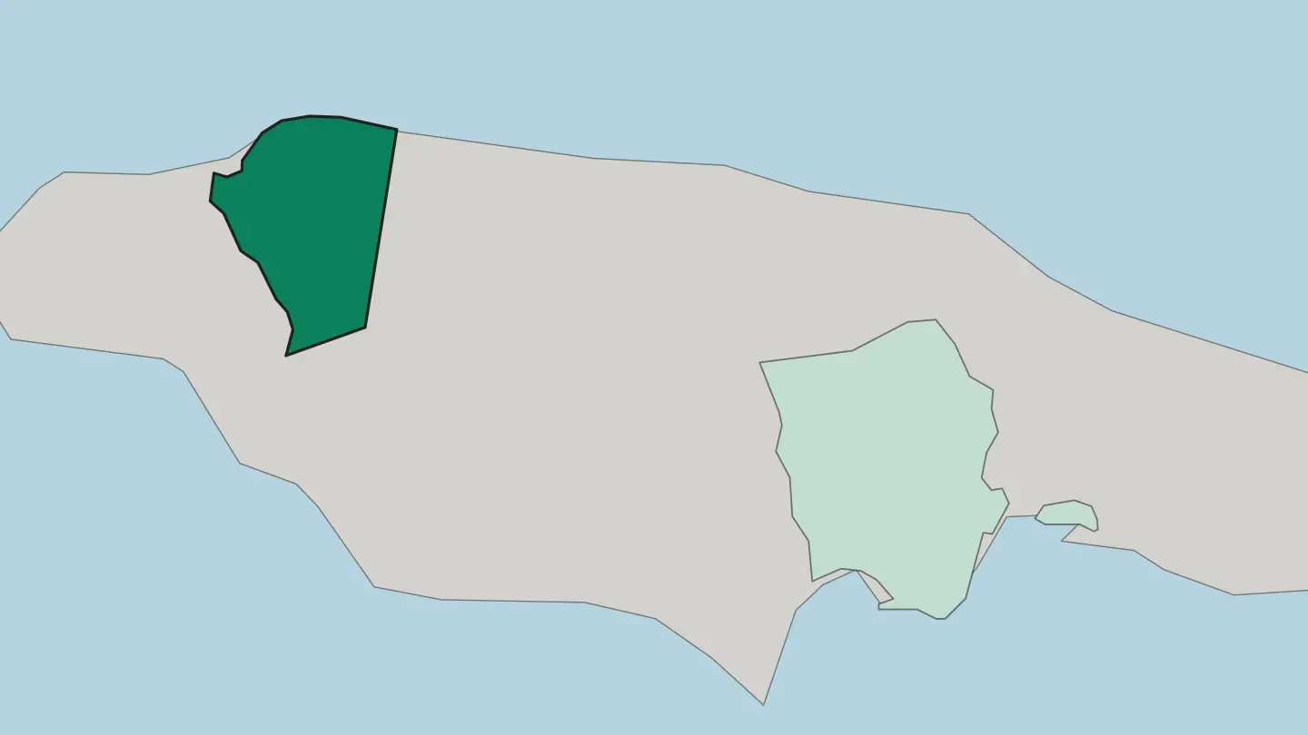 Map of Saint James in Jamaica