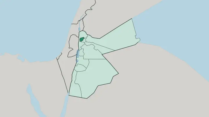 Map of Ajloun in Jordan