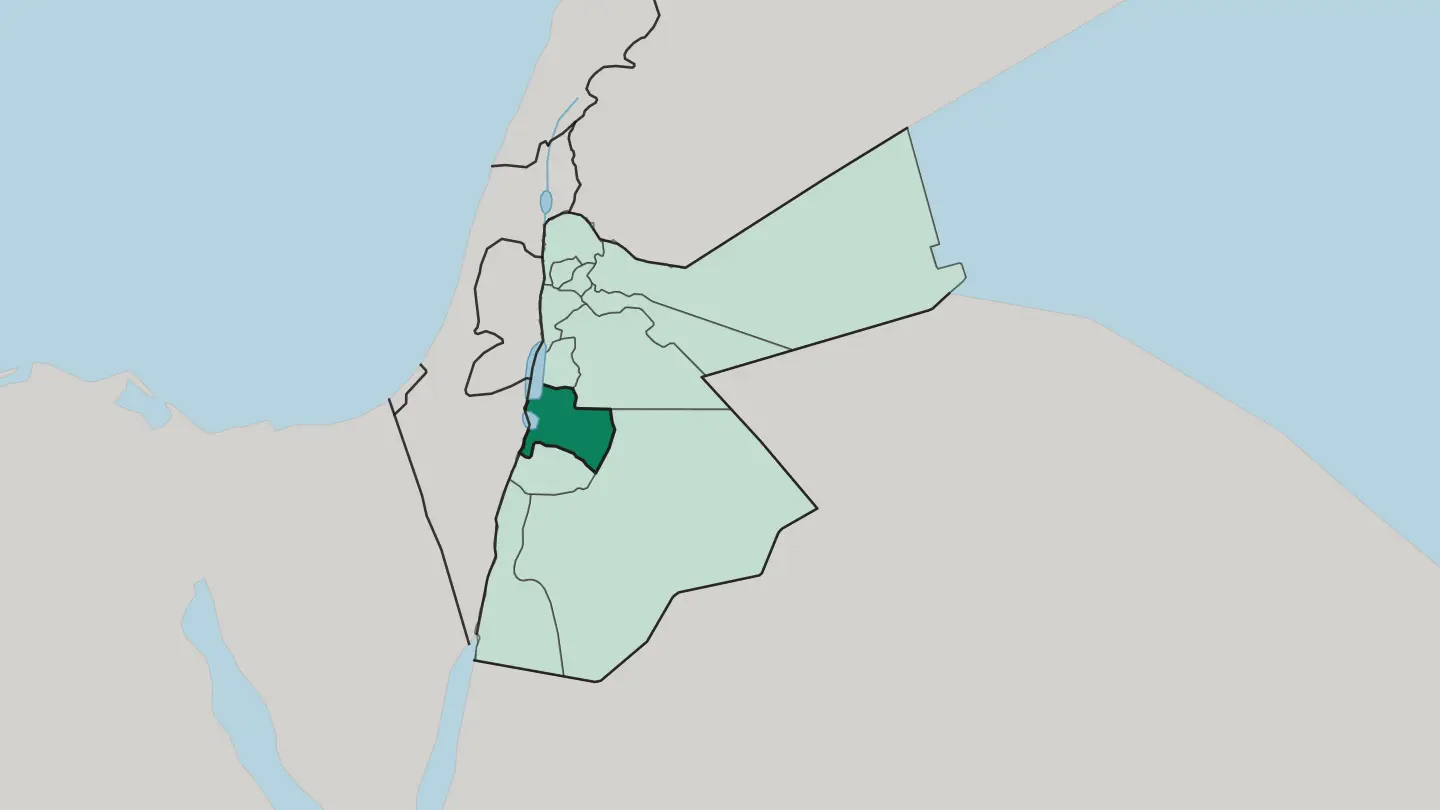 Map of Al Karak in Jordan