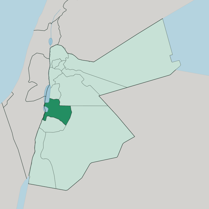 Map showing Al Karak — In Jordan