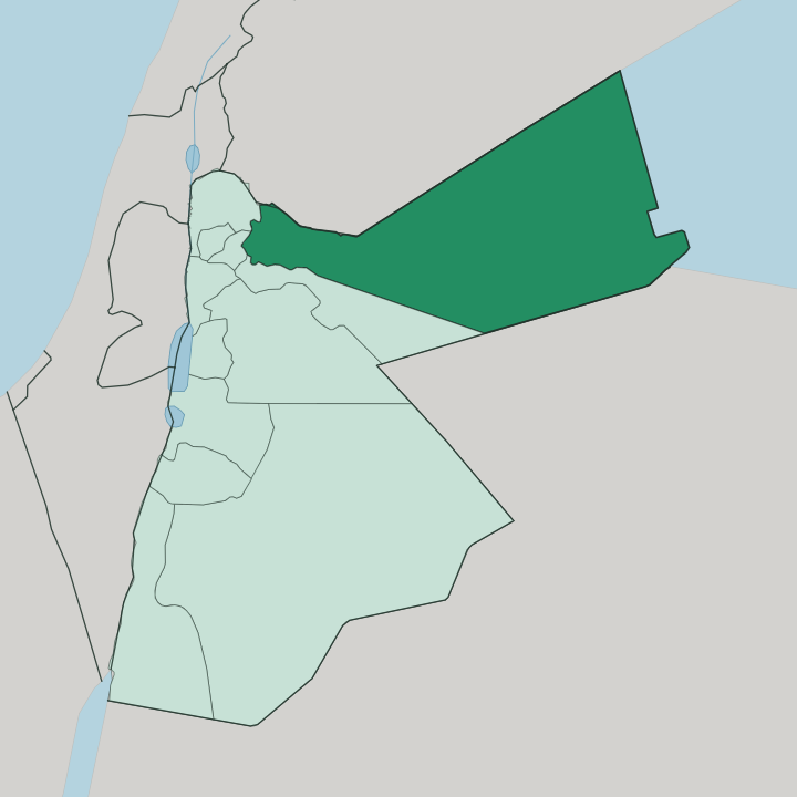 Map showing Al Mafraq — In Jordan