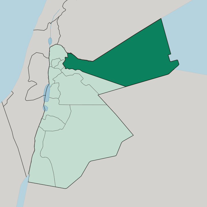 Map showing Al Mafraq — In Jordan