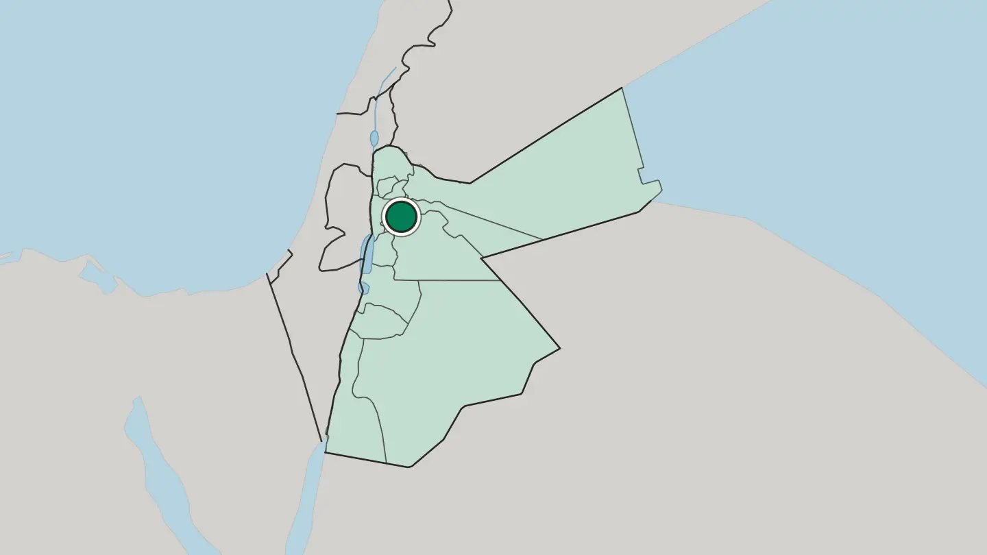 Map of Amman in Jordan