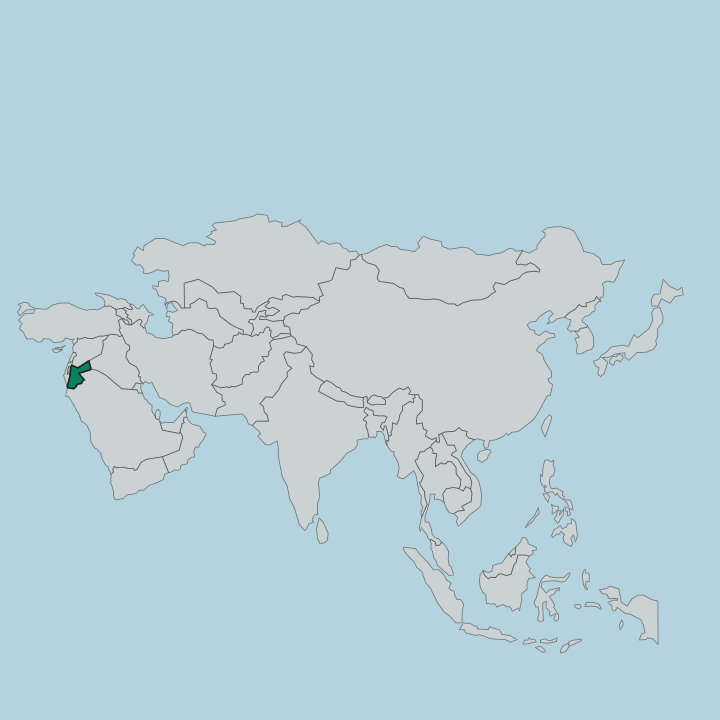 Map showing Jordan — In Asia