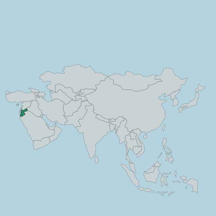 Map showing Jordan — In Asia