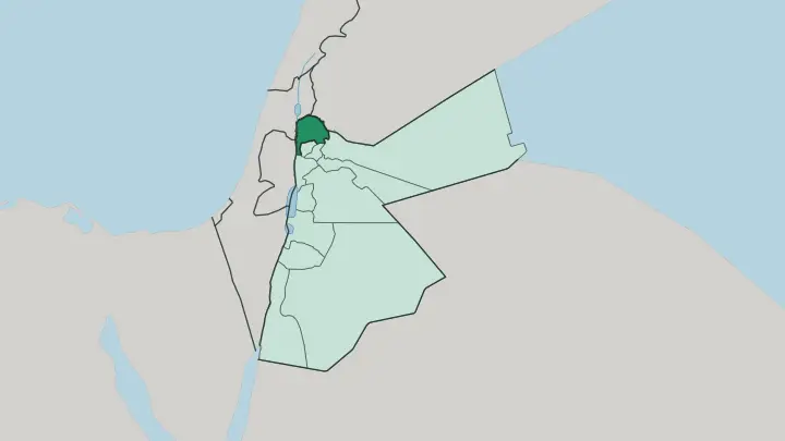 Map of Irbid in Jordan