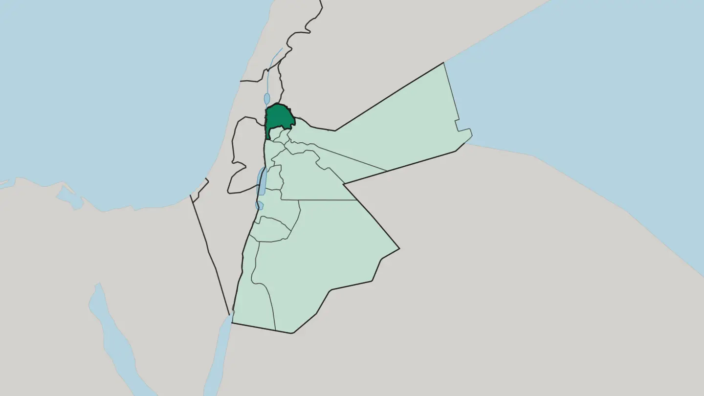 Map of Irbid in Jordan