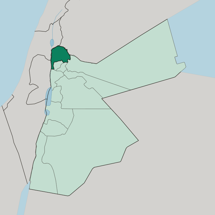 Map showing Irbid — In Jordan