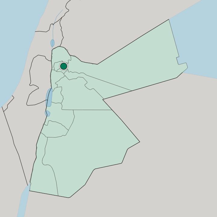 Map showing Jarash — In Jordan