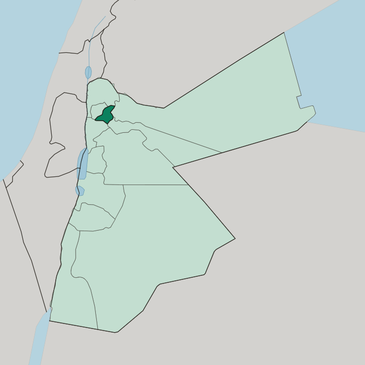 Map showing Jerash — In Jordan