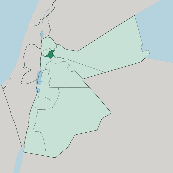 Map showing Jerash — In Jordan